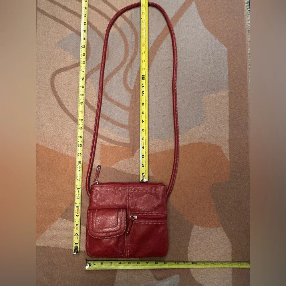 Red Leather Tignanello Crossbody Purse